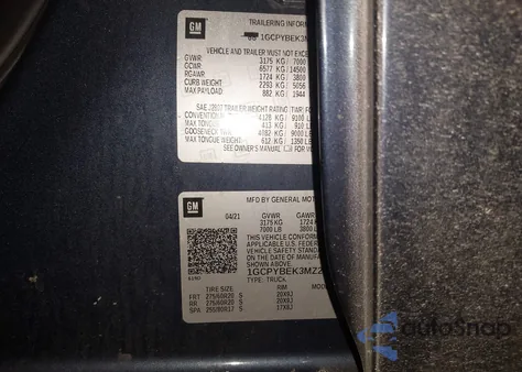 2021 Chevrolet Silverado 1500 4Wd Short Bed Custom from USA, damaged, VIN 1GCPYBEK3MZ294623